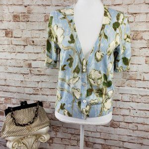 Talbots Floral Beaded Cardigan Sweater
